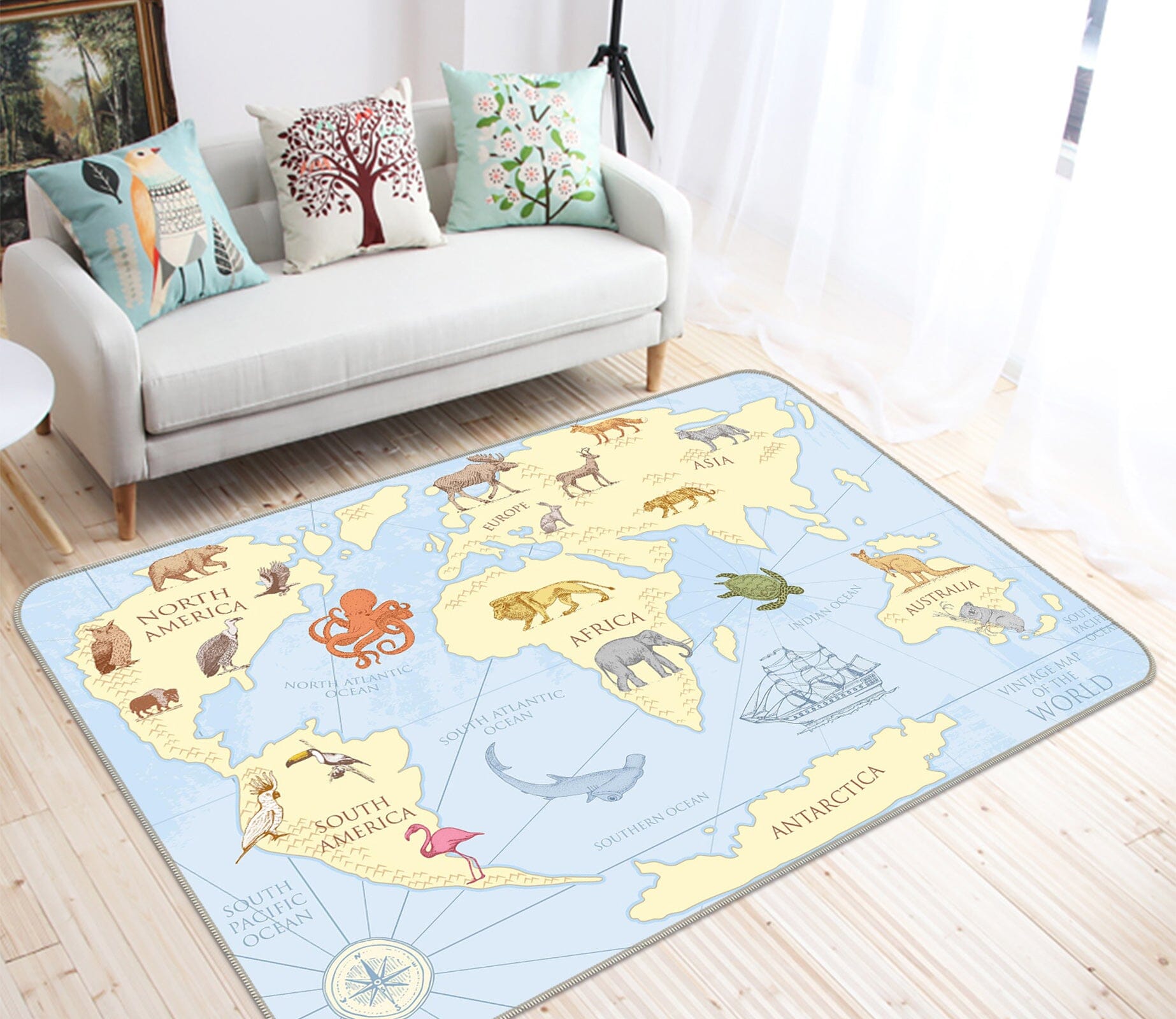 3D Yellow Land 292 World Map Non Slip Rug Mat Mat AJ Creativity Home 