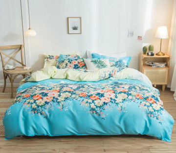 3D Blue Flower Bush 4065 Bed Pillowcases Quilt