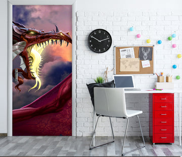 3D Red Dragon 644 Tom Wood Door Mural