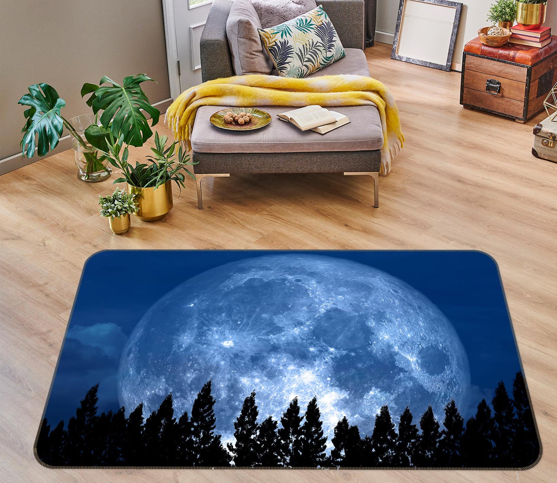 3D Moon Forest 30033 Non Slip Rug Mat
