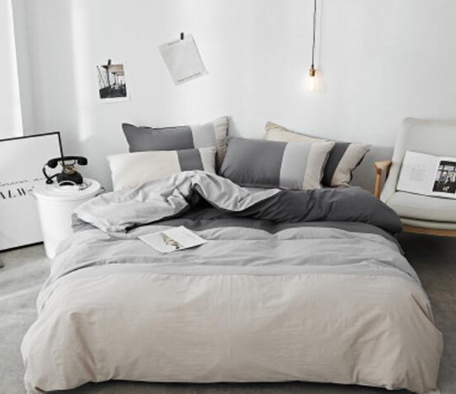 3D Light Grey 15120 Bed Pillowcases Quilt