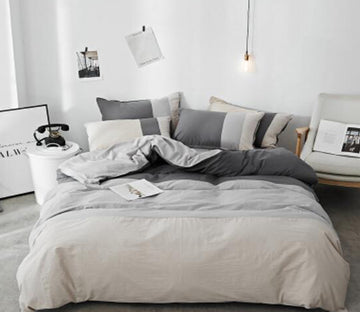 3D Light Grey 15120 Bed Pillowcases Quilt