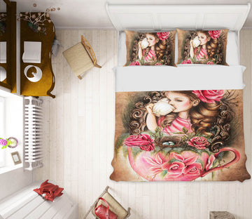 3D Red Rose Girl 8591 Sheena Pike Bedding Bed Pillowcases Quilt Cover Duvet Cover