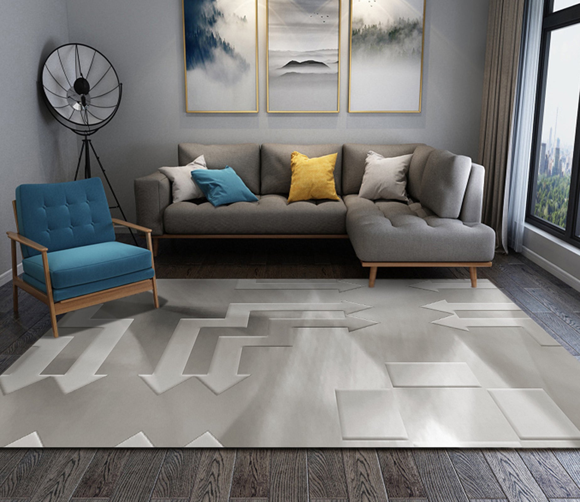 3D Gray Arrow WG198 Non Slip Rug Mat Mat AJ Creativity Home 