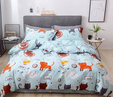 3D Cat 5002 Bed Pillowcases Quilt