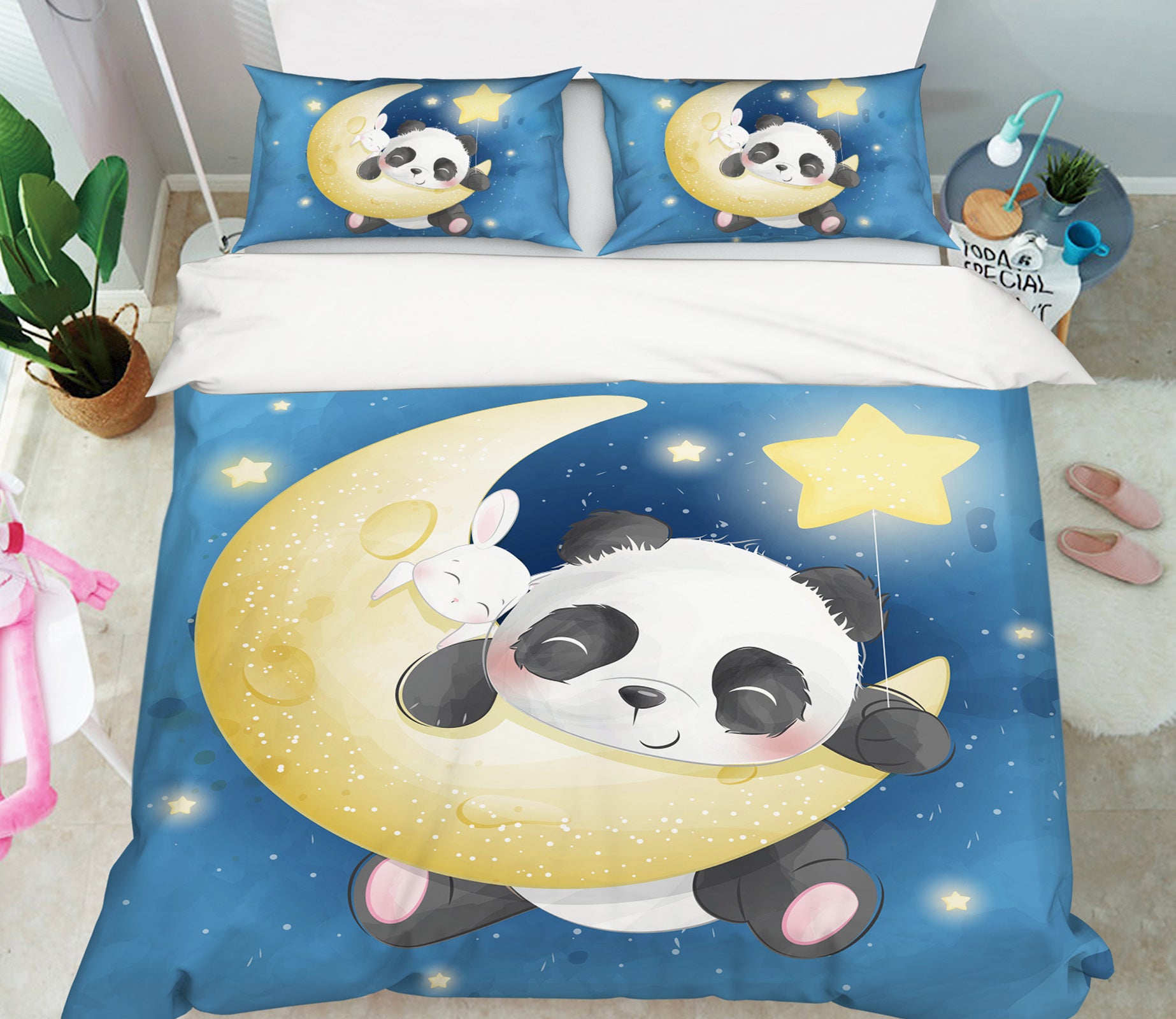 3D Moon Star Panda 59037 Bed Pillowcases Quilt