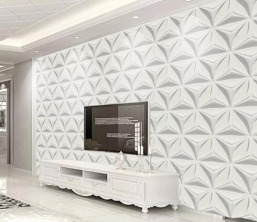 3D White Triangle Wall WC2096 Wall Murals