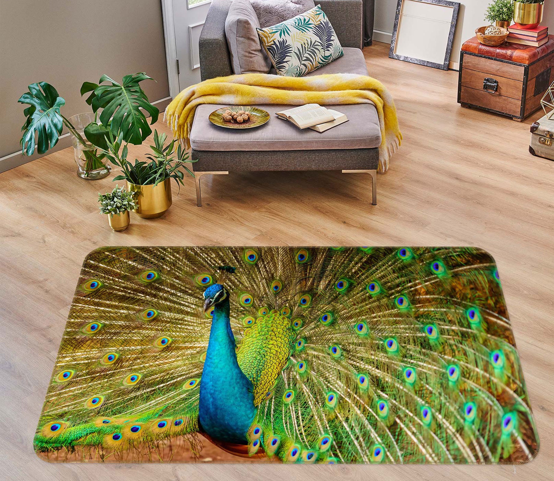 3D Peacock 30026 Non Slip Rug Mat