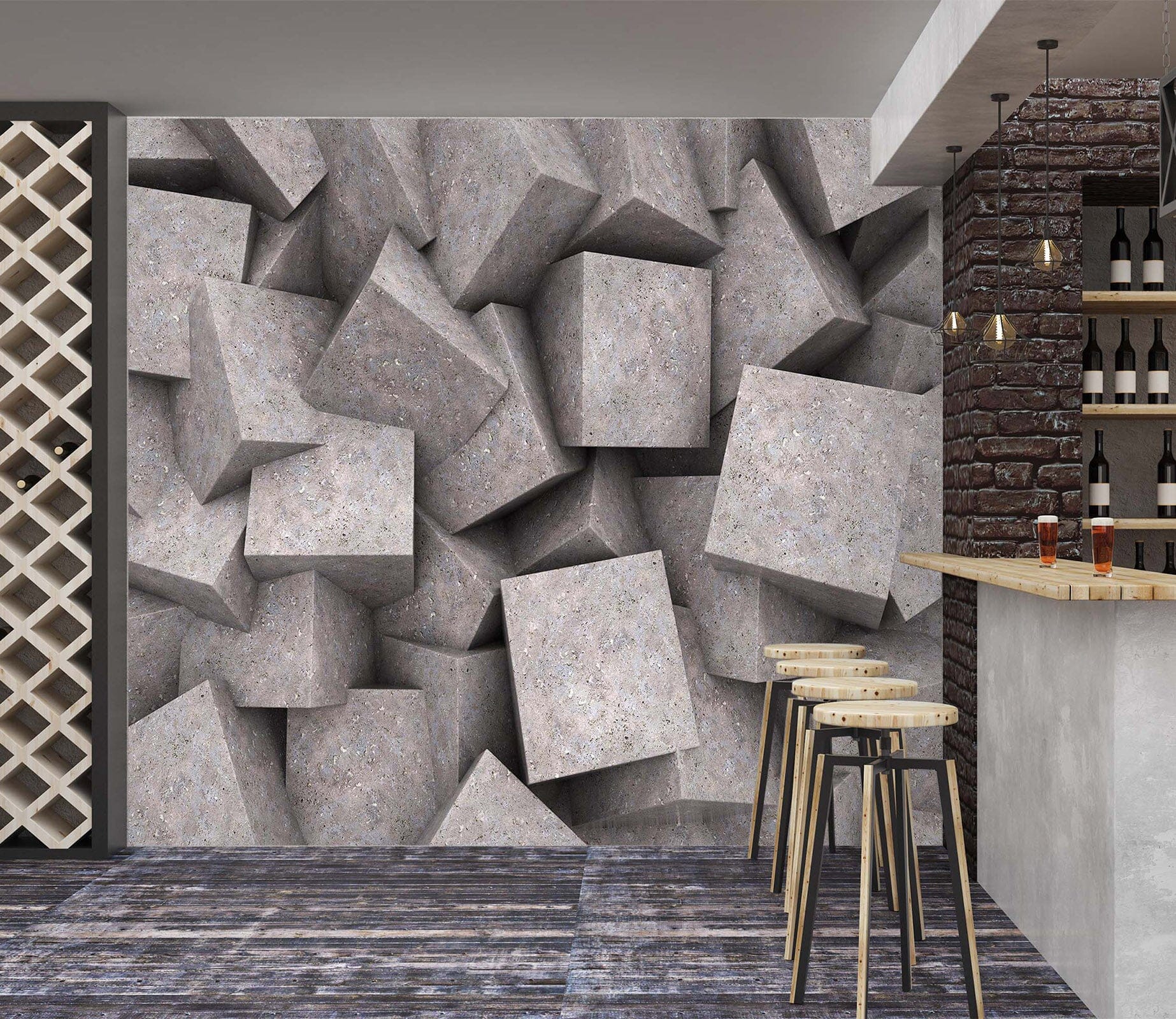 3D Gray Square 1512 Wall Murals Wallpaper AJ Wallpaper 2 
