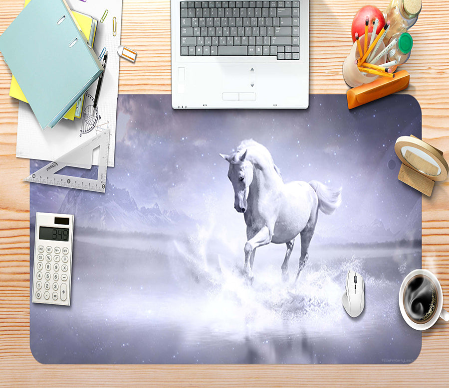 3D White Horse 17053 Desk Mat