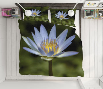 3D Lavendar Water Lily 2118 Kathy Barefield Bedding Bed Pillowcases Quilt Quiet Covers AJ Creativity Home 