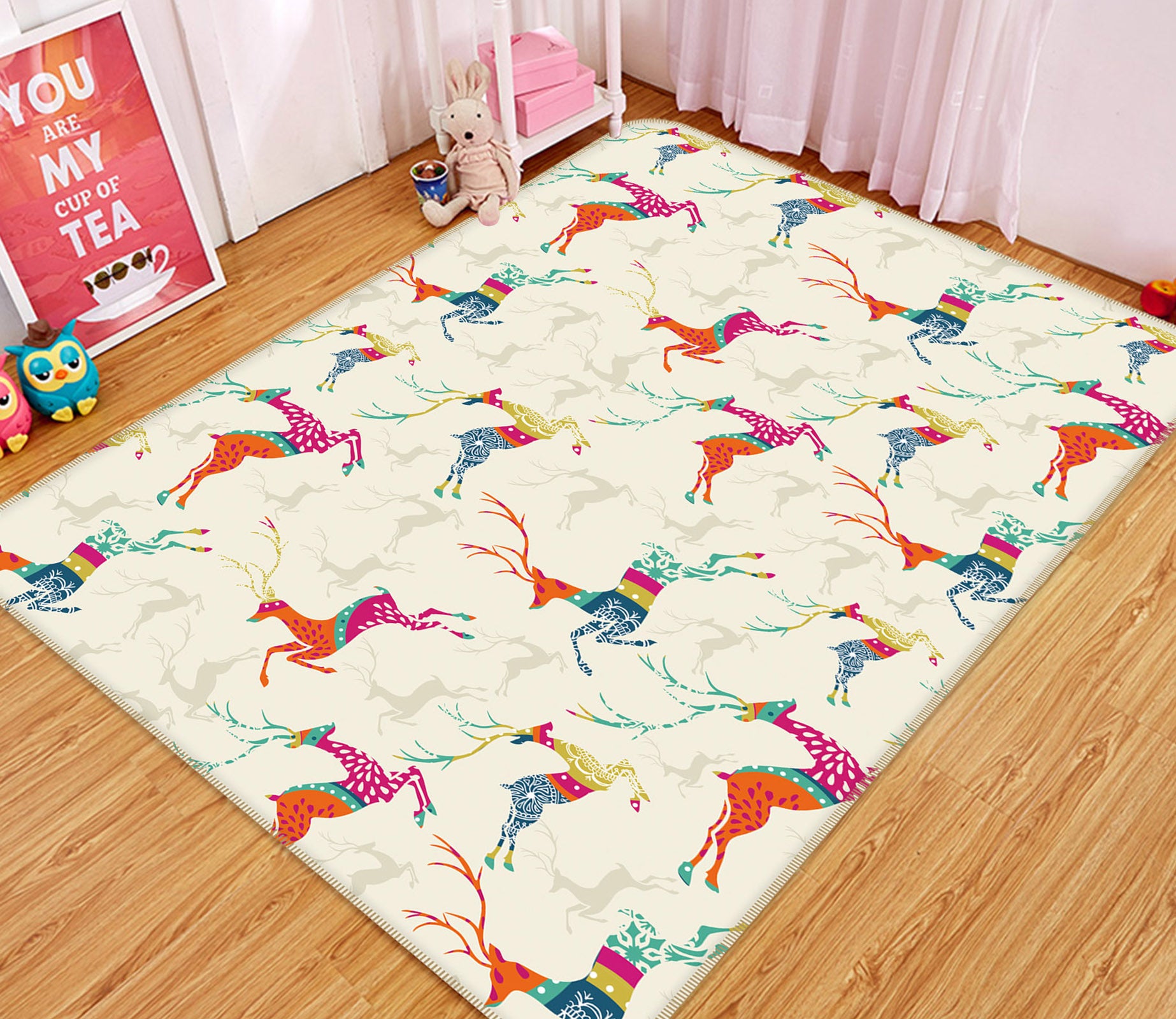 3D Color Deer 35019 Non Slip Rug Mat