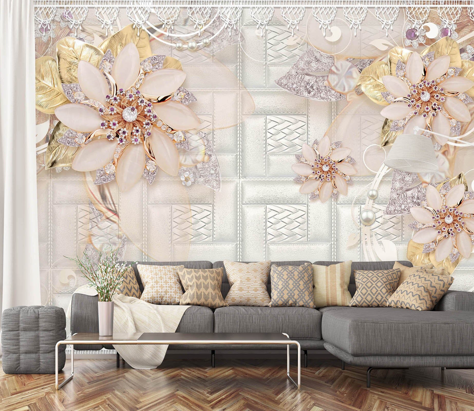 3D Pearl Flower 1479 Wall Murals Wallpaper AJ Wallpaper 2 