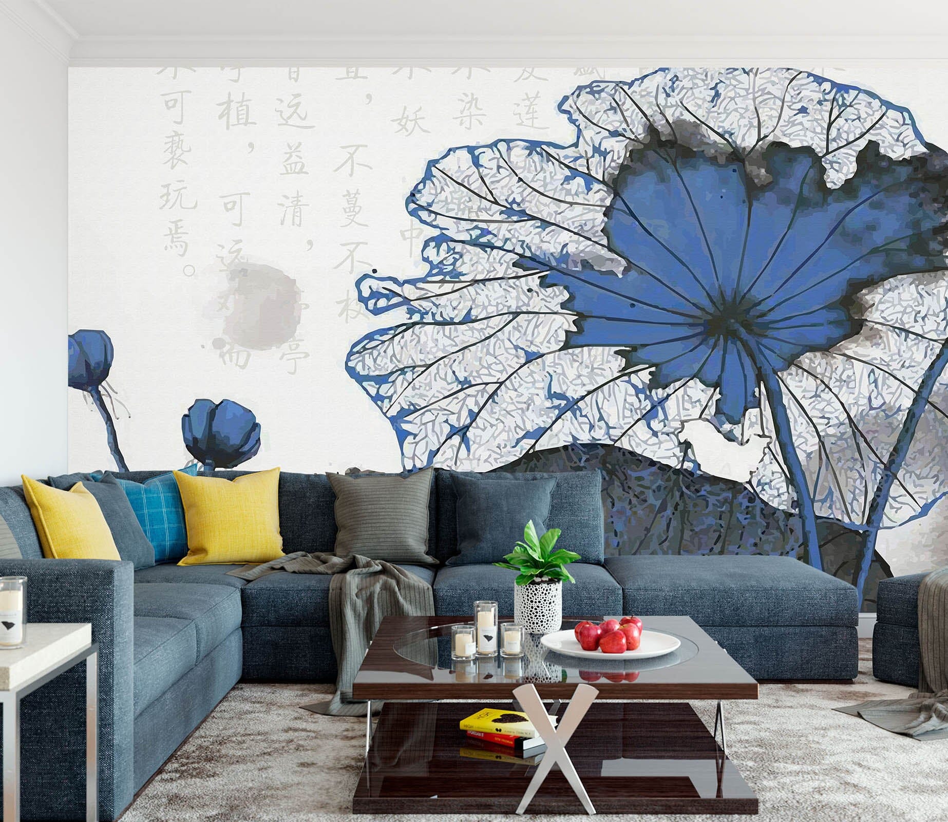 3D Sketch Lotus 1588 Wall Murals Wallpaper AJ Wallpaper 2 