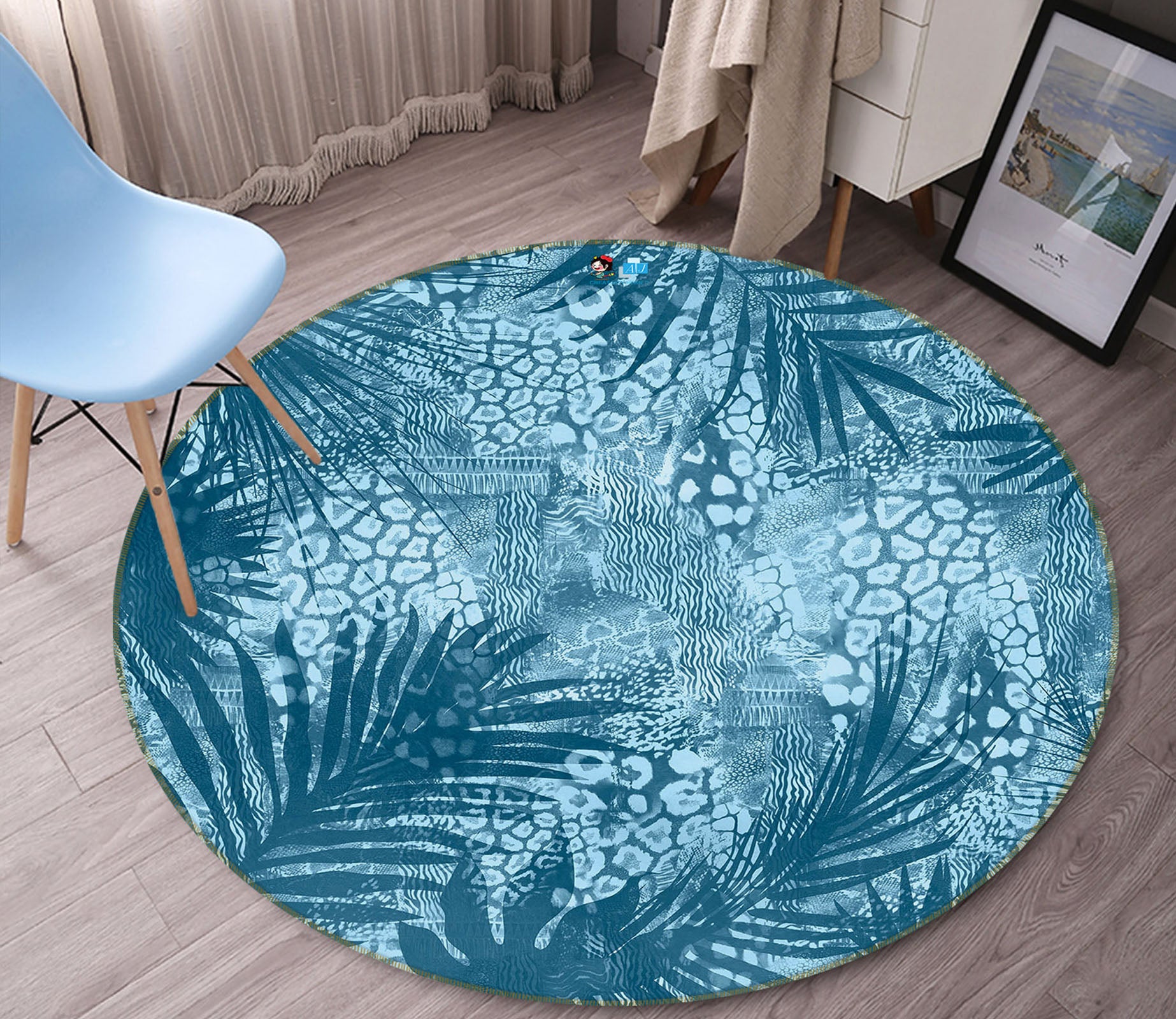 3D Leaves 83052 Andrea haase Rug Round Non Slip Rug Mat