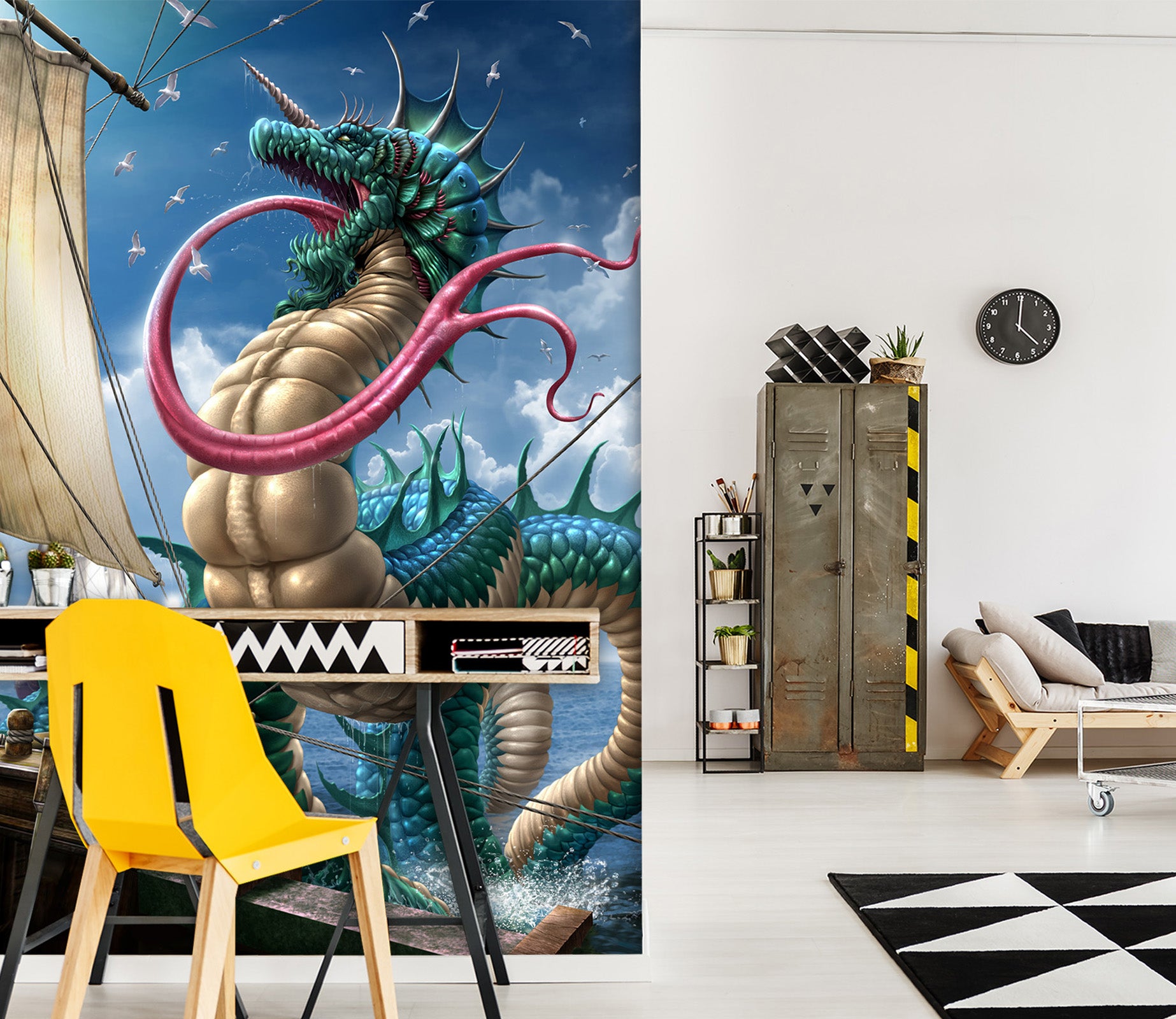 3D Dragon Big Tongue 5031 Tom Wood Wall Mural Wall Murals