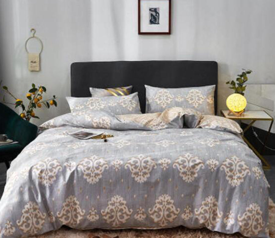 3D Light Gray Dark Flower 20058 Bed Pillowcases Quilt
