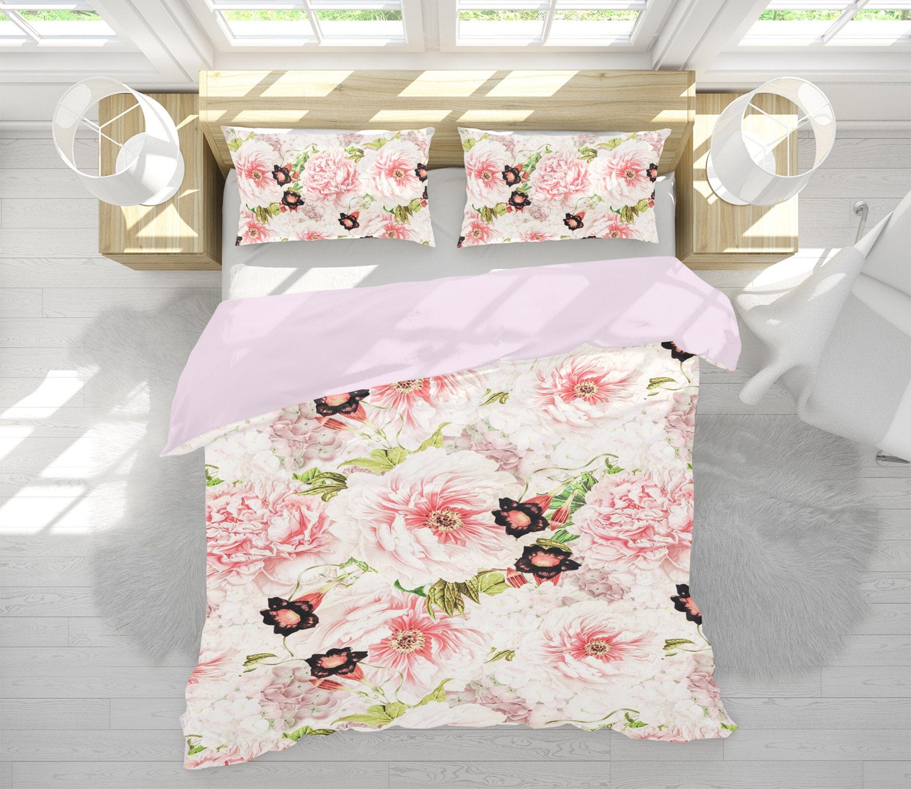 3D Pink Trumpet Flower 134 Uta Naumann Bedding Bed Pillowcases Quilt Quiet Covers AJ Creativity Home 