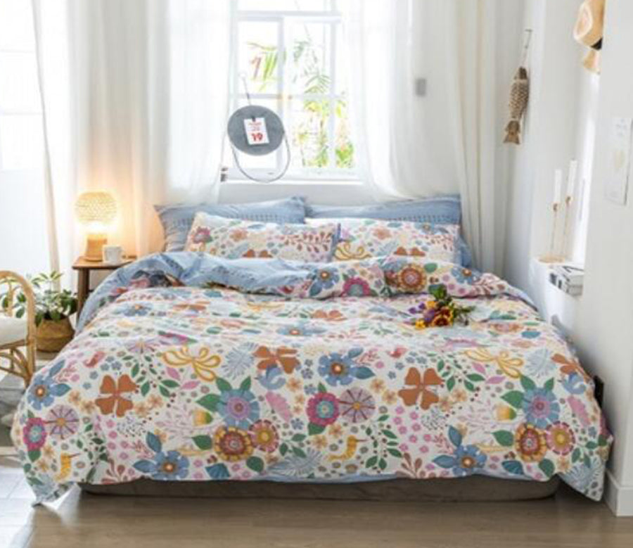 3D Colorful Floral 14074 Bed Pillowcases Quilt
