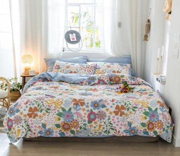 3D Colorful Floral 14074 Bed Pillowcases Quilt