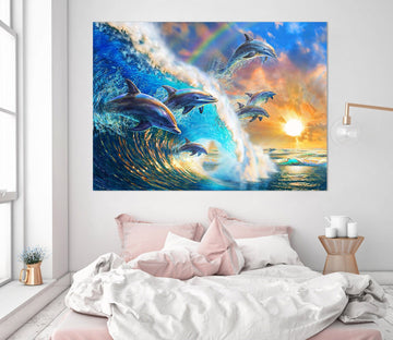 3D Dolphin Wave 019 Adrian Chesterman Wall Sticker Wallpaper AJ Wallpaper 2 