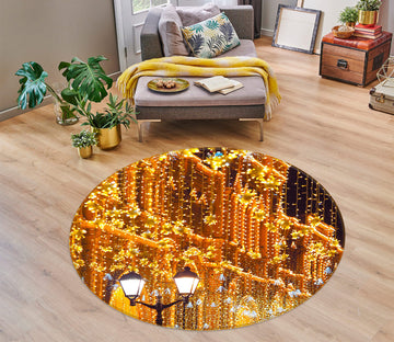 3D Golden Lights 54062 Christmas Round Non Slip Rug Mat Xmas