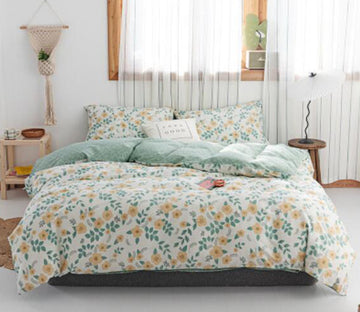 3D Green Floral 30338 Bed Pillowcases Quilt