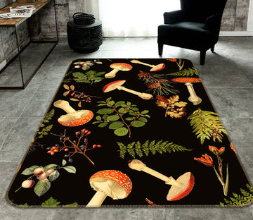 3D Mushroom Leaves 167 Uta Naumann Rug Non Slip Rug Mat