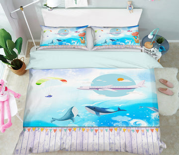 3D Dolphin Sea 13092 Bed Pillowcases Quilt