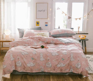 3D Pink Bunny 30155 Bed Pillowcases Quilt