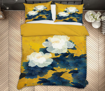 3D White Flowers 59096 Bed Pillowcases Quilt