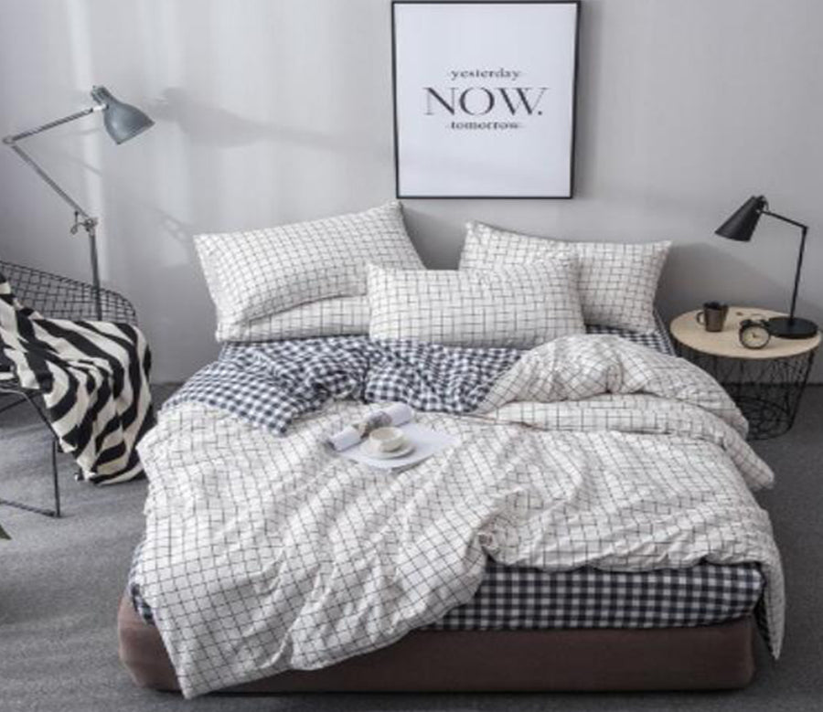 3D White Grid 17183 Bed Pillowcases Quilt