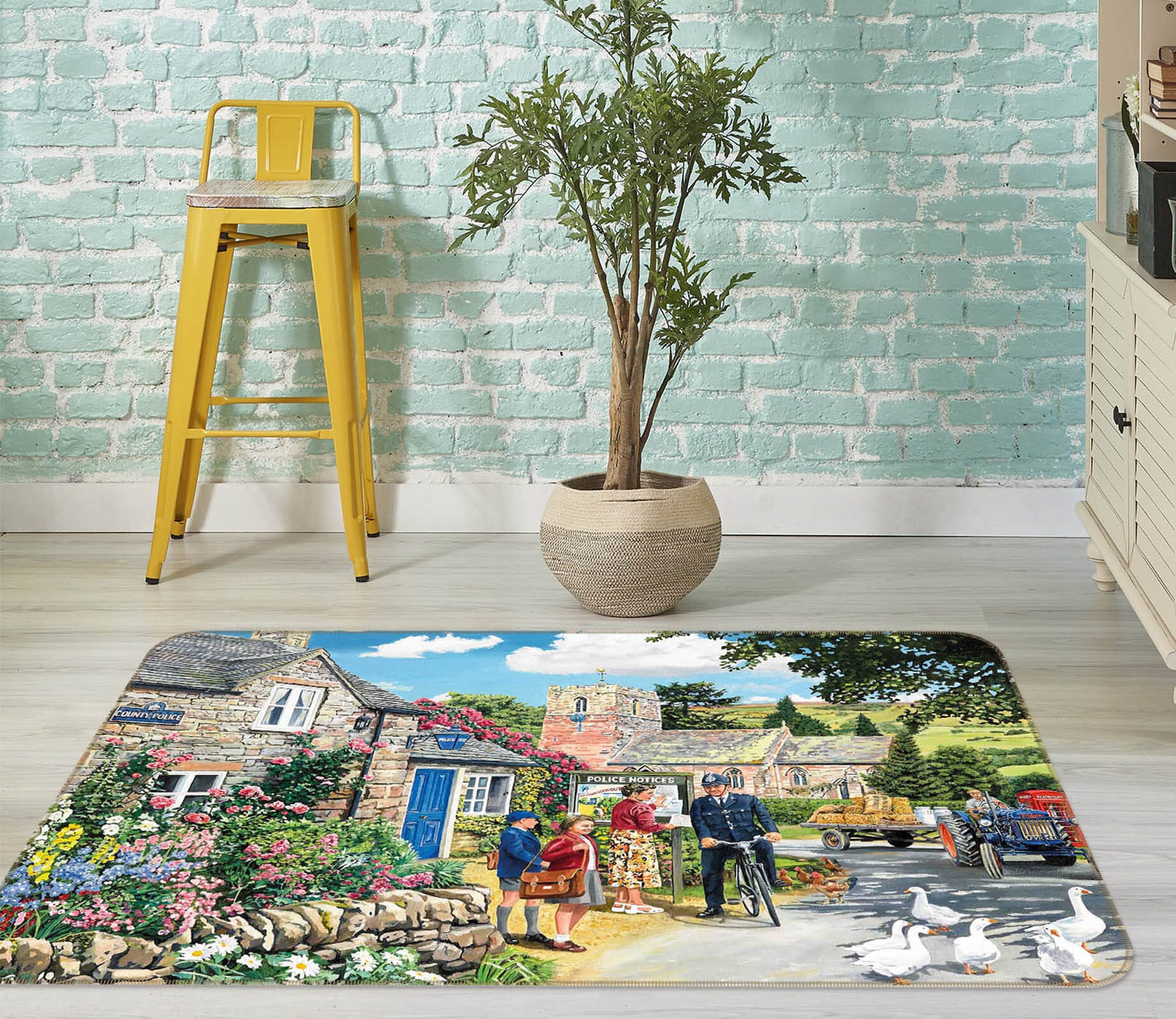 3D The Police House 1114 Trevor Mitchell Rug Non Slip Rug Mat Mat AJ Creativity Home 