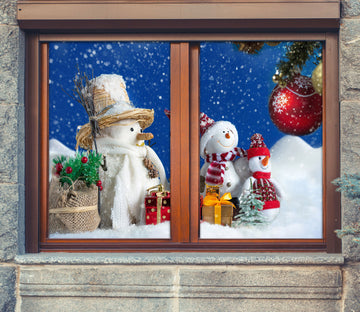 3D Snowman 43050 Christmas Window Film Print Sticker Cling Stained Glass Xmas