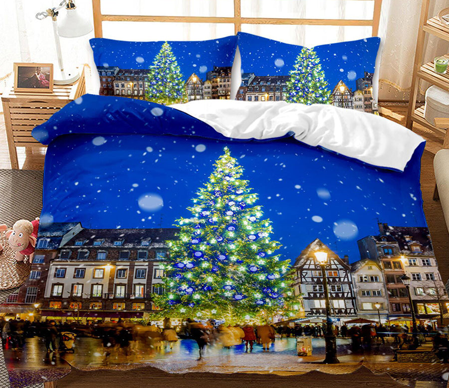 3D Town Christmas Tree 46003 Christmas Quilt Duvet Cover Xmas Bed Pillowcases
