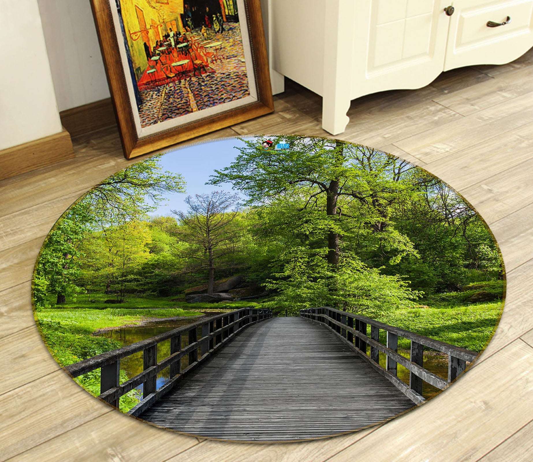 3D Forest Corridor 72106 Round Non Slip Rug Mat