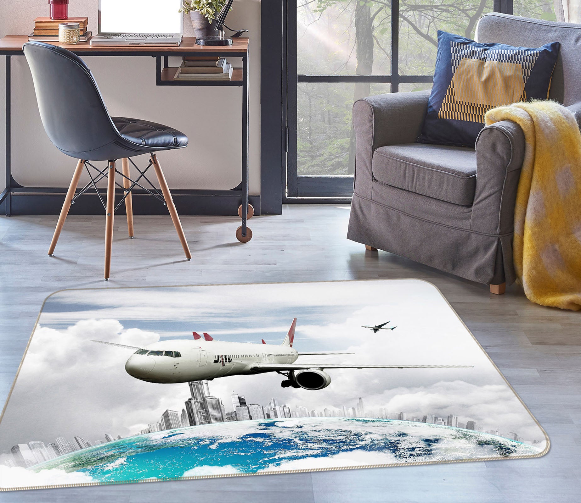 3D Earth Plane 42085 Vehicle Non Slip Rug Mat