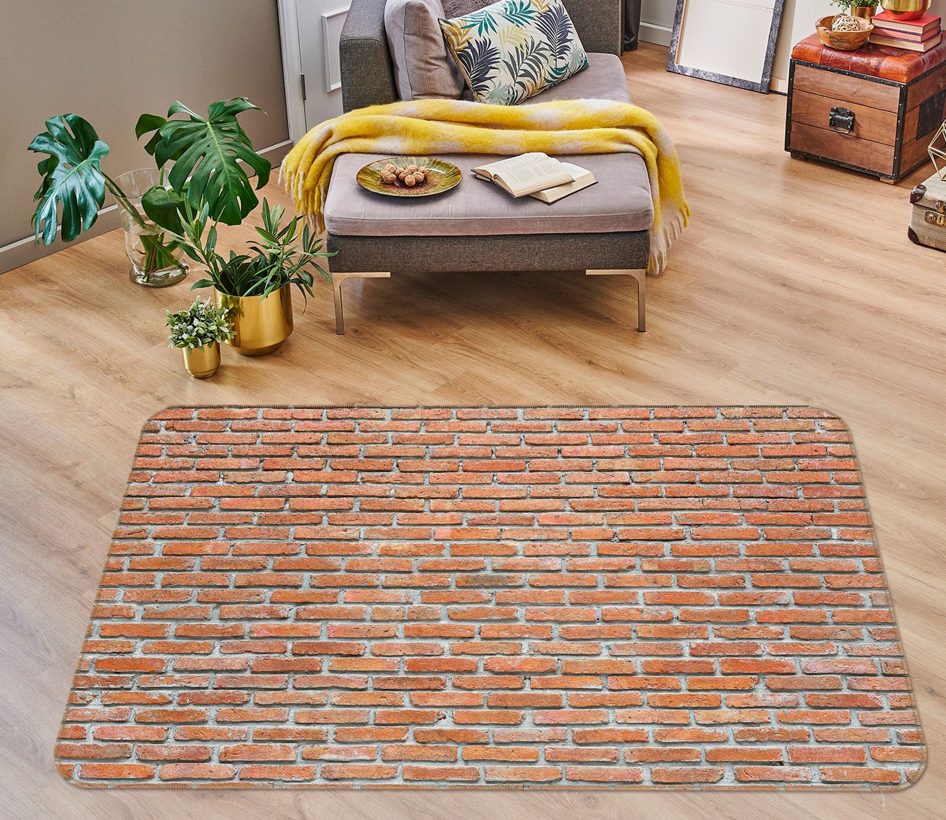 3D Red Brick Pattern 31068 Non Slip Rug Mat