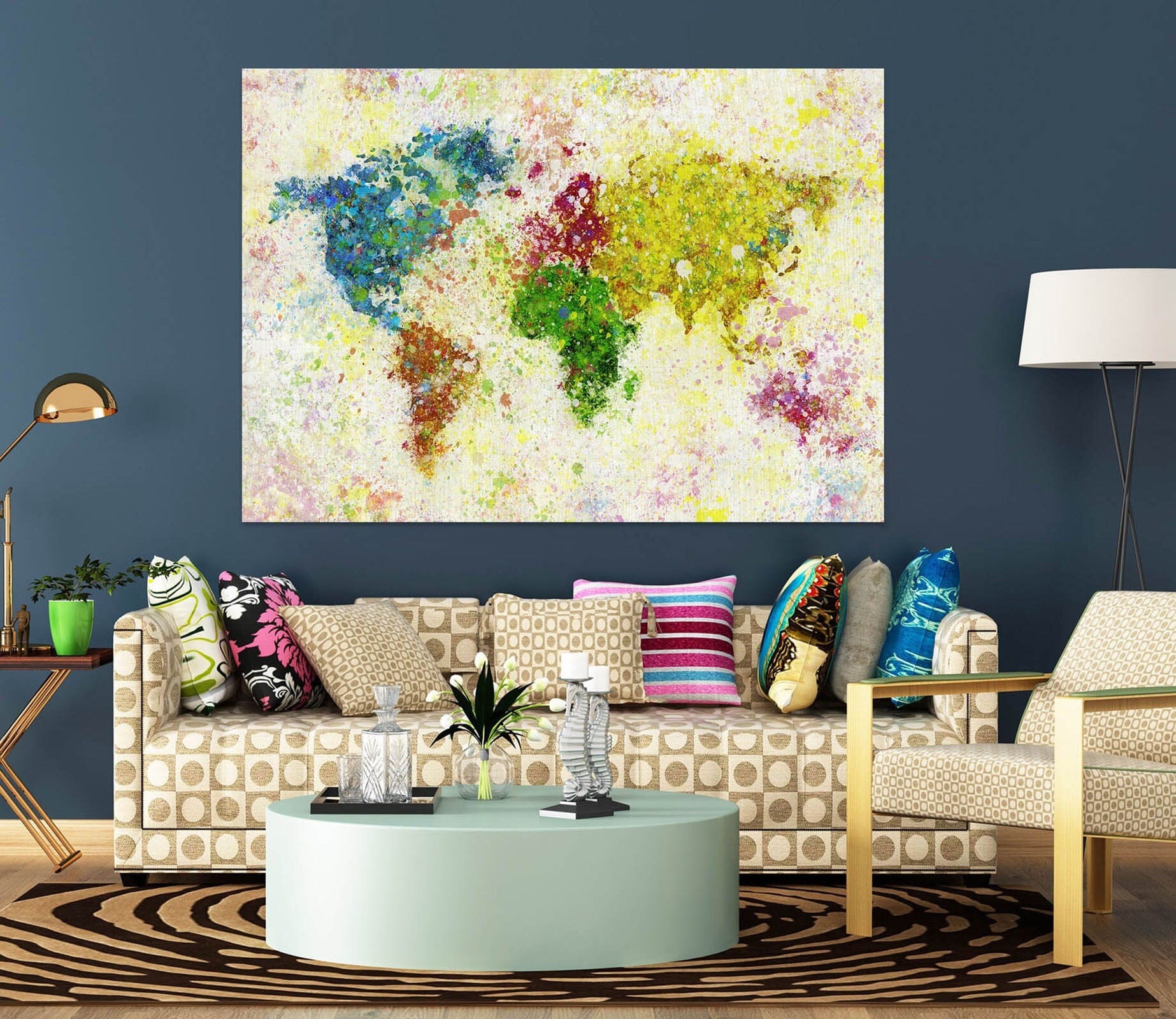 3D Color Graffiti 134 World Map Wall Sticker Wallpaper AJ Wallpaper 2 