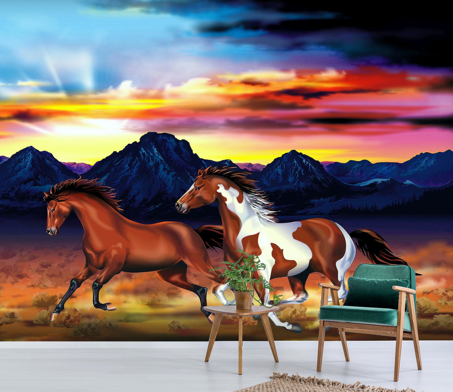 3D Mountain Horse 450 Wall Murals