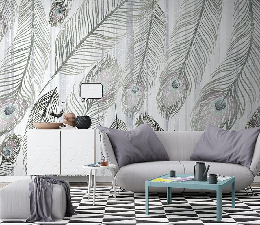 3D Grey Feather WG036 Wall Murals Wallpaper AJ Wallpaper 2 