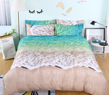3D Green Beach 1184 Bed Pillowcases Quilt