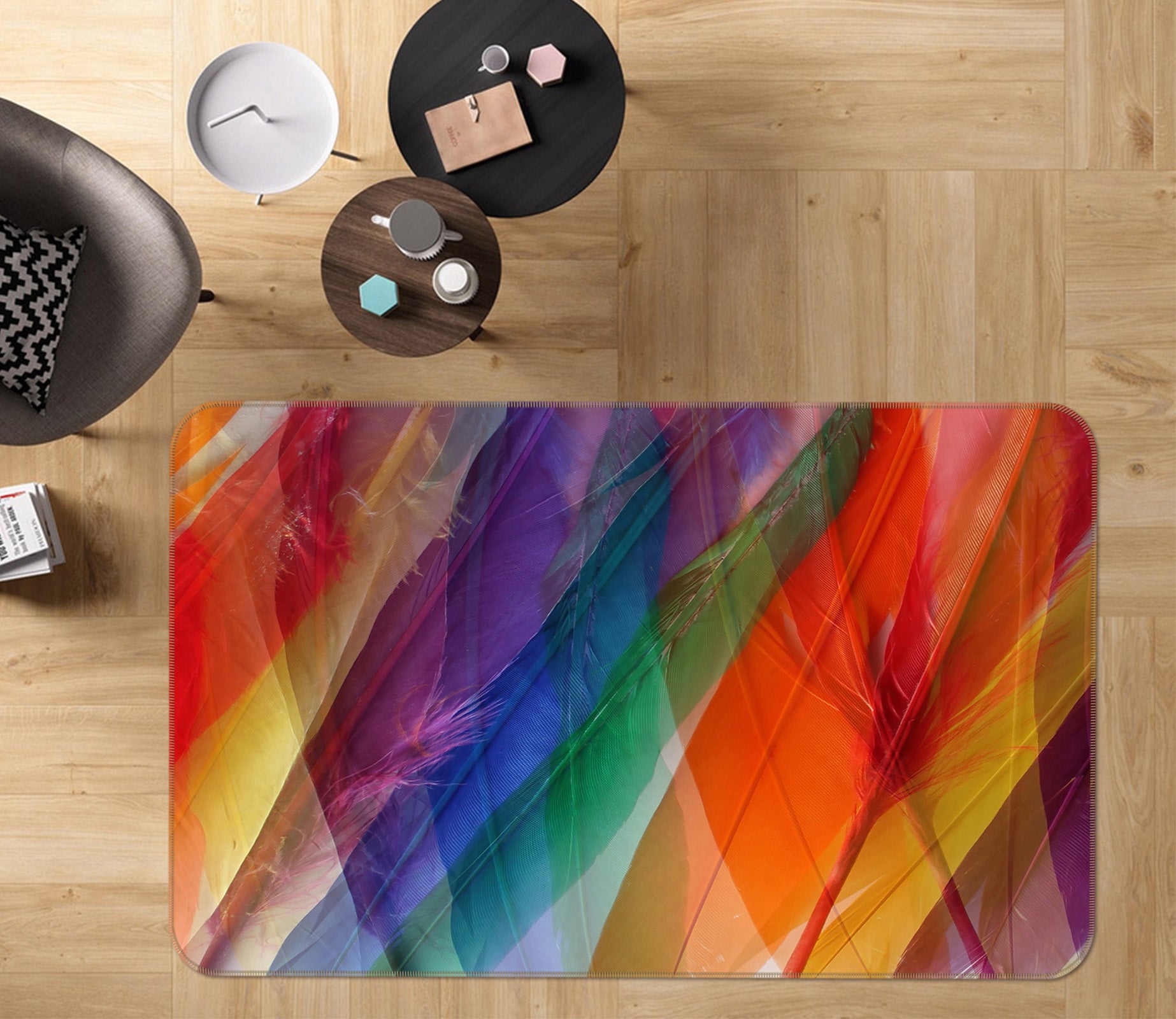 3D Feather 70037 Shandra Smith Rug Non Slip Rug Mat