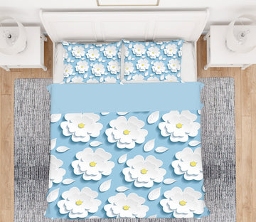 3D White Flower 13181 Bed Pillowcases Quilt