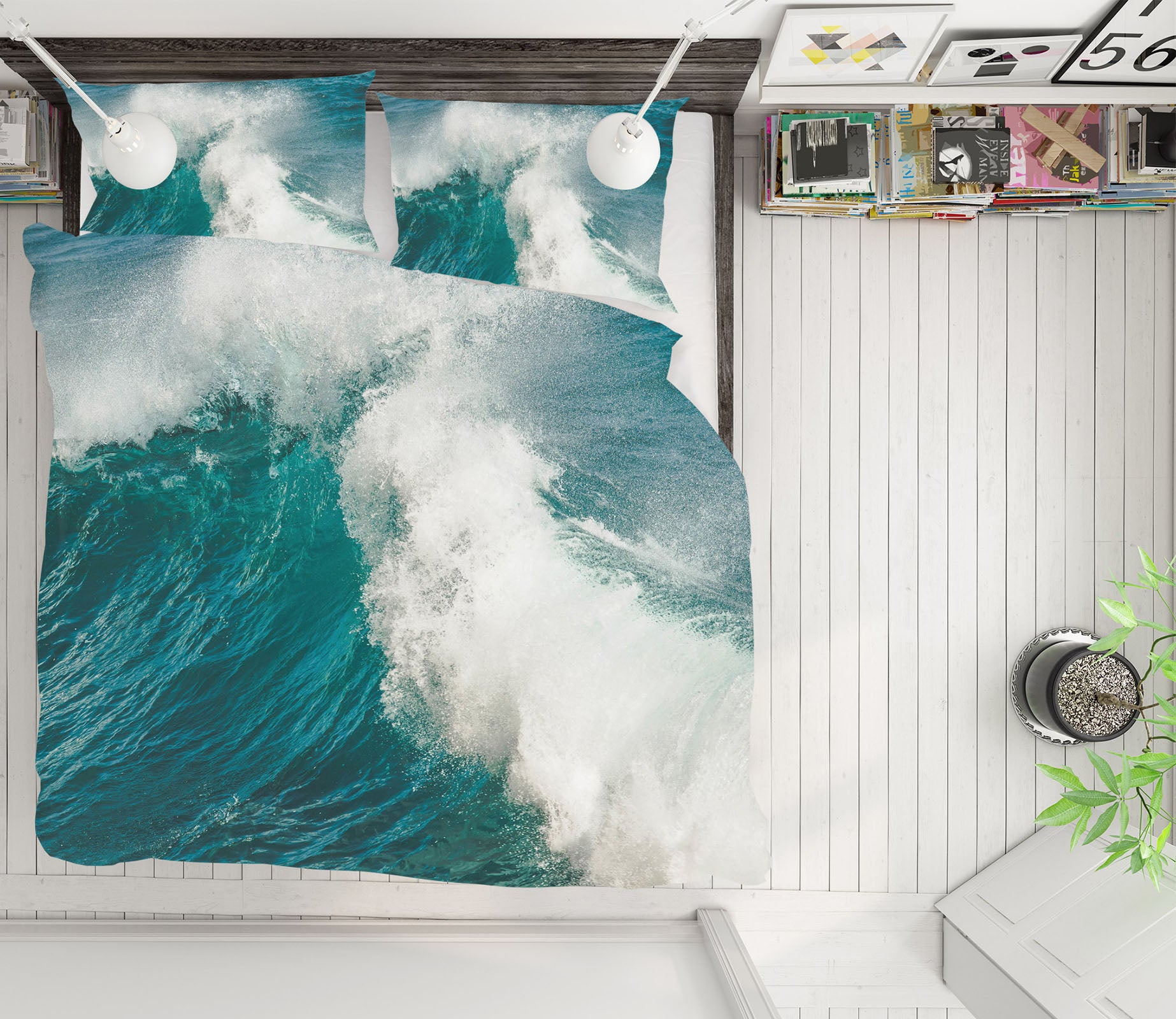 3D Waves 61122 Bed Pillowcases Quilt