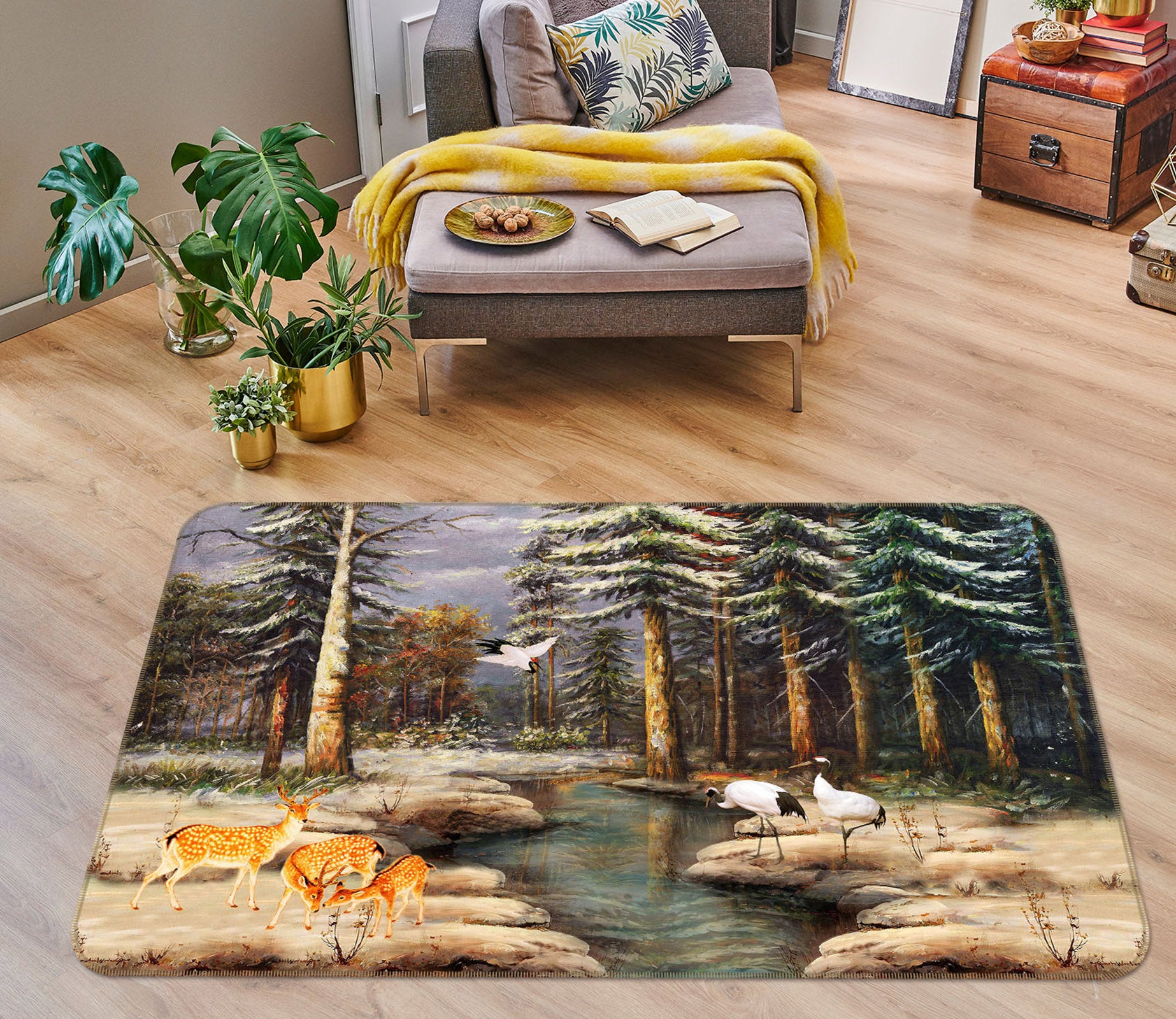 3D Forest Small River 33117 Non Slip Rug Mat