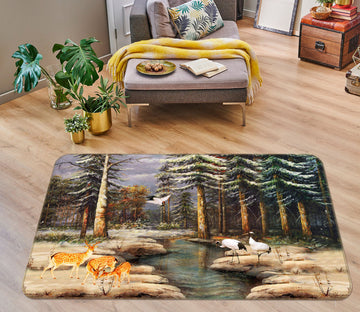 3D Forest Small River 33117 Non Slip Rug Mat