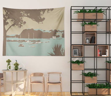 3D Blue Lake Tree 5302 Steve Read Tapestry Hanging Cloth Hang