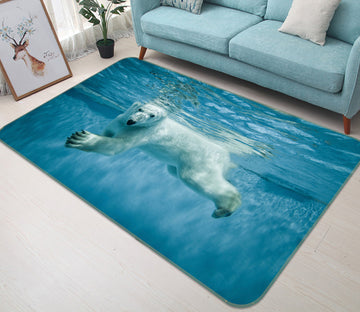 3D White Bear Swimming 123 Animal Non Slip Rug Mat