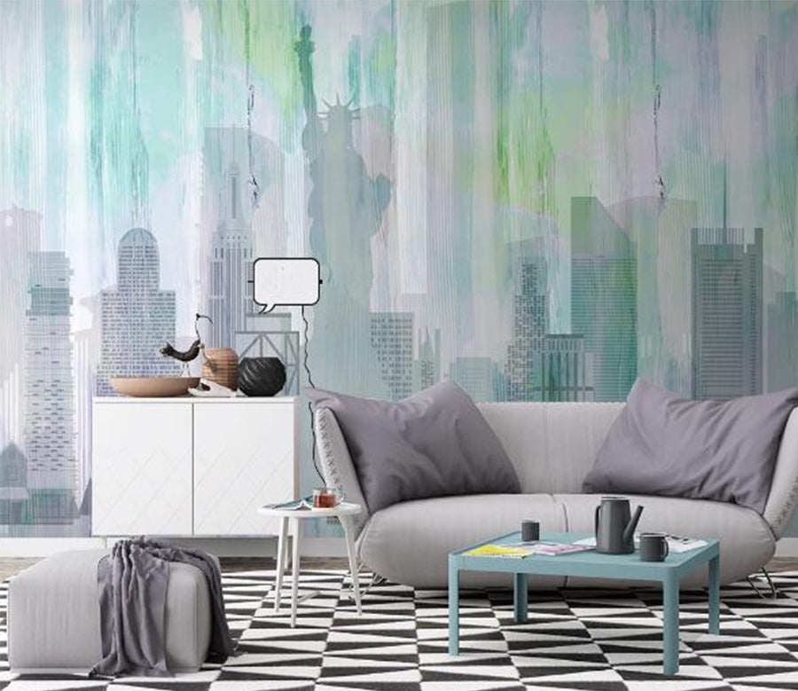 3D City Pattern WC1310 Wall Murals